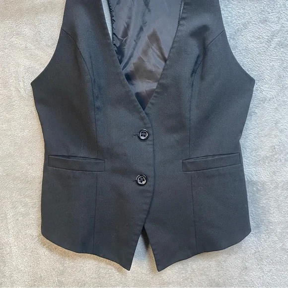 Express Design Studio Vest Black Sleeveless Fitted Career Party Size 4 - Picture 5 of 12